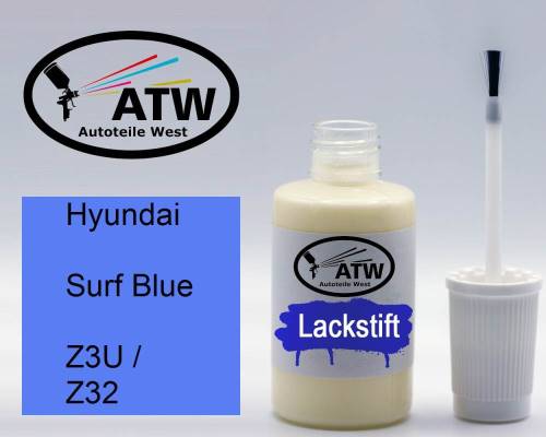 Hyundai, Surf Blue, Z3U / Z32: 20ml Lackstift, von ATW Autoteile West.